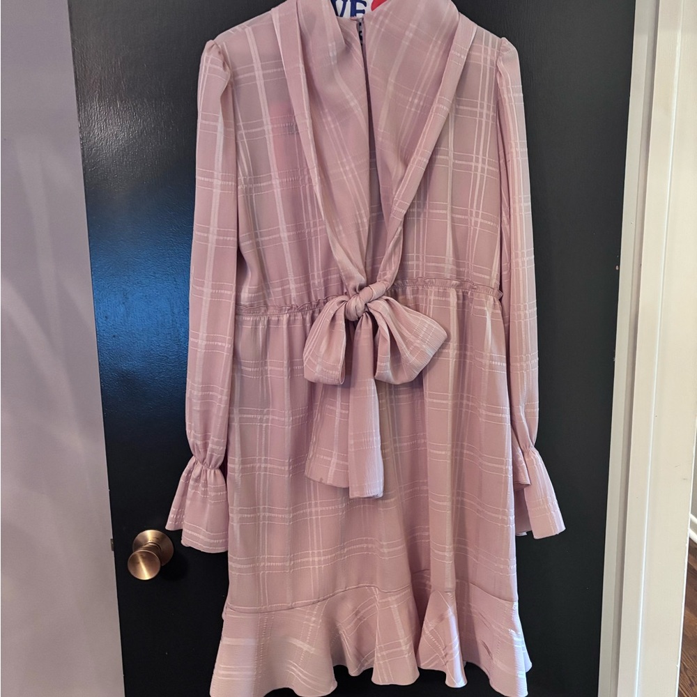 See by Chloé Lavender Plaid Long Sleeve Ruffle Dress - Picture 2 of 3